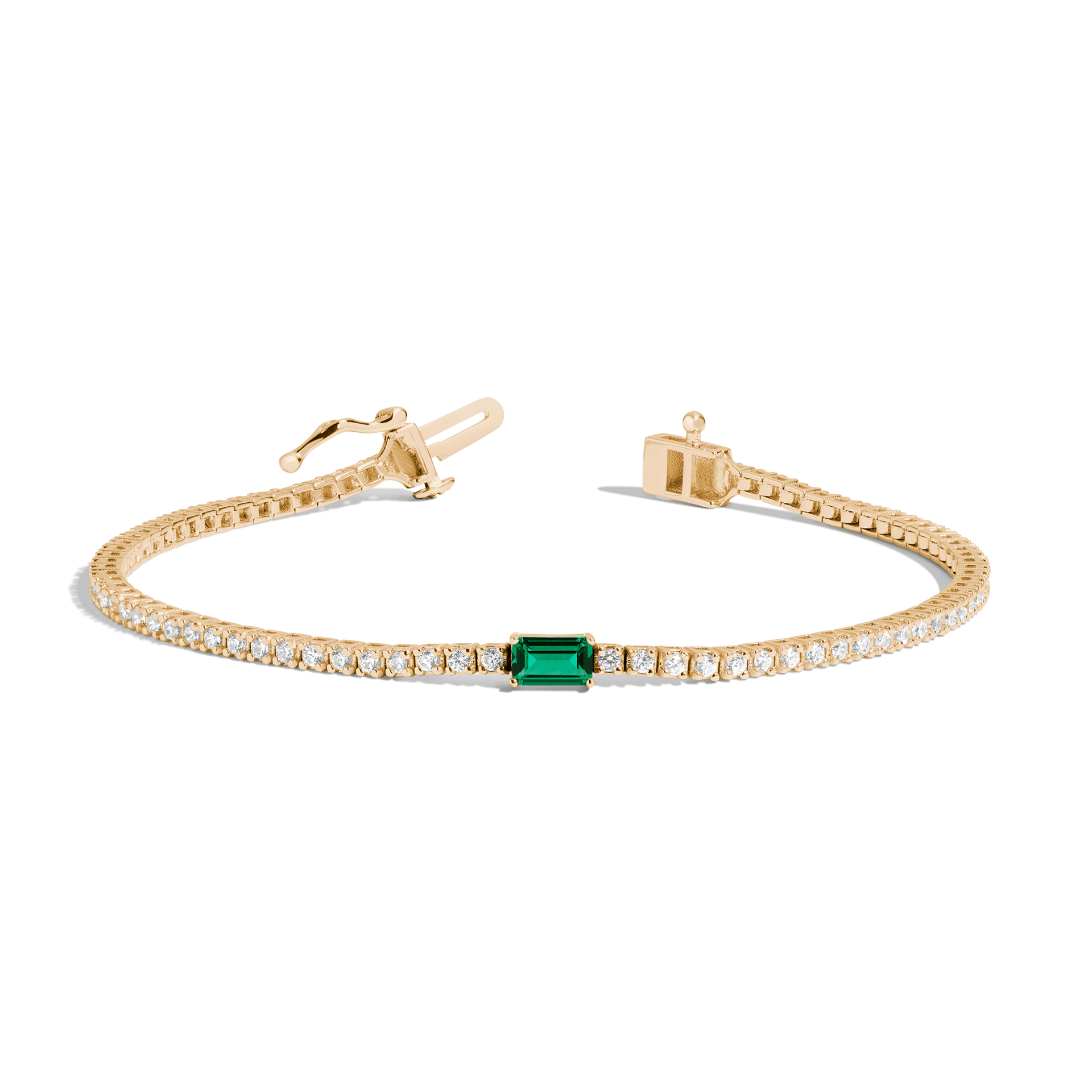 Lab Grown Diamond Tennis Bracelet with Emerald