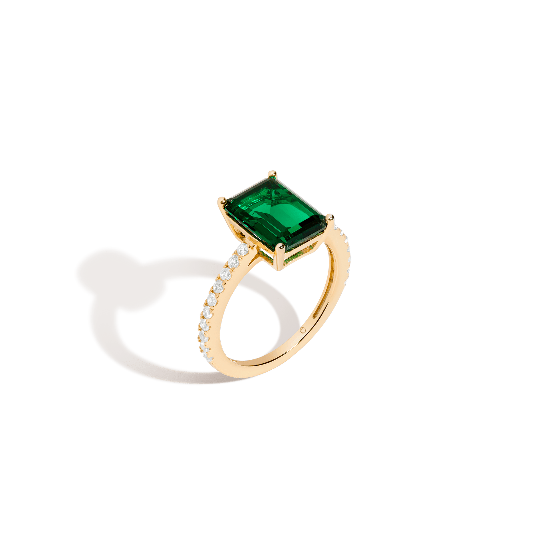 Lab Grown Emerald Solitaire Pavé Ring