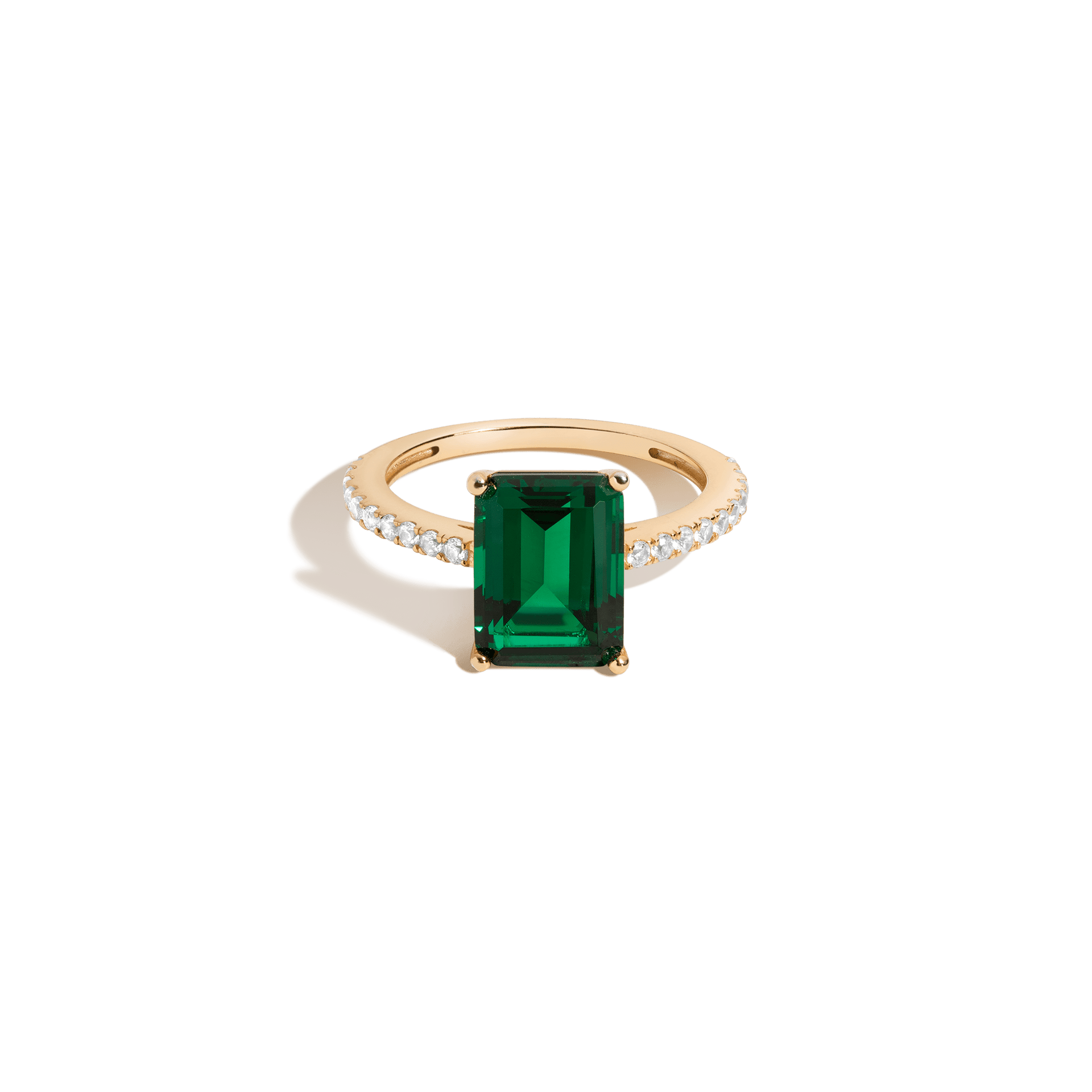 Lab Grown Emerald Solitaire Pavé Ring