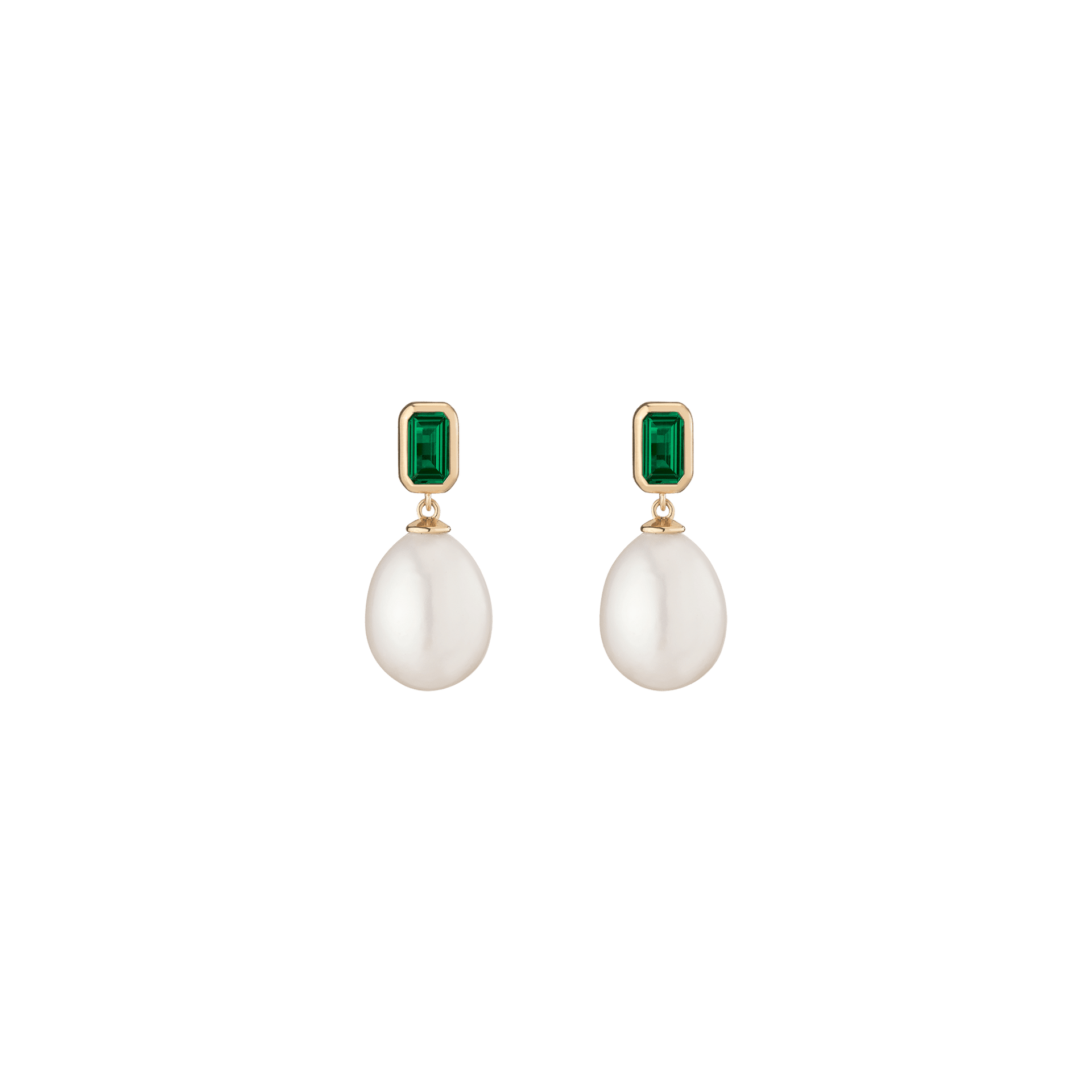 Lab Grown Emerald Heirloom Pearl Drop Earrings