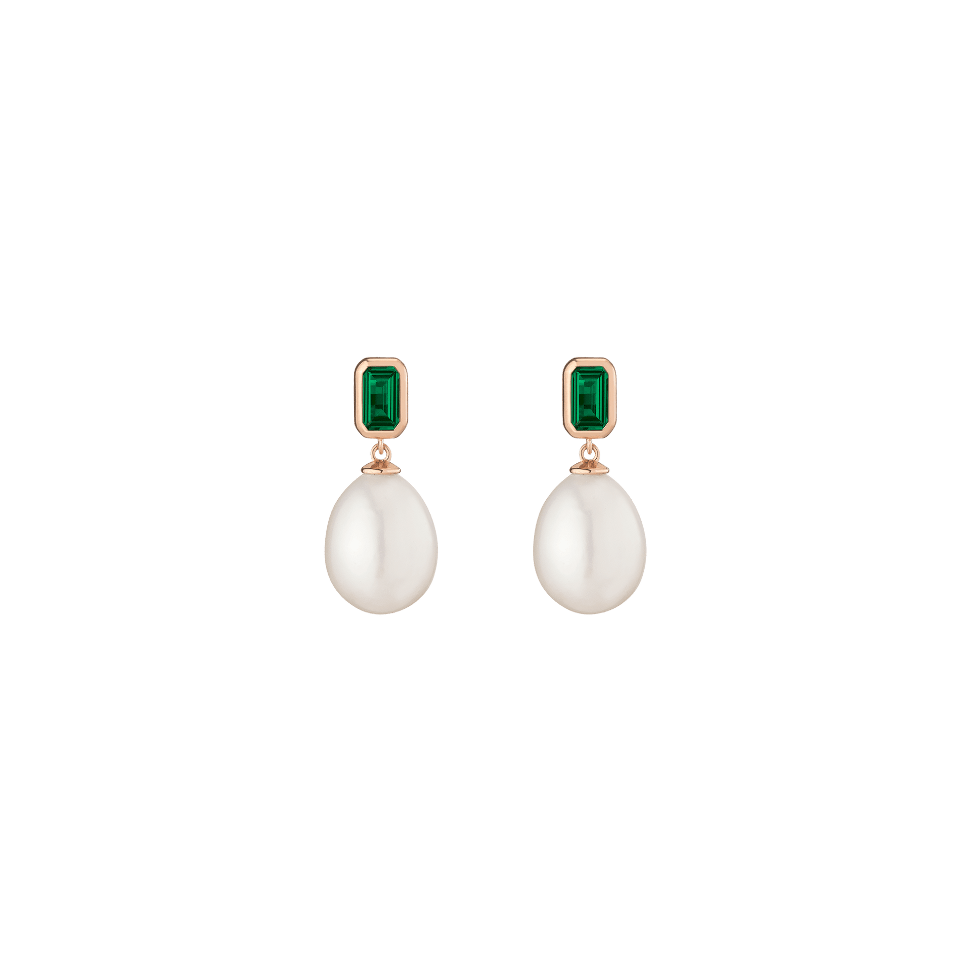 Lab Grown Emerald Heirloom Pearl Drop Earrings