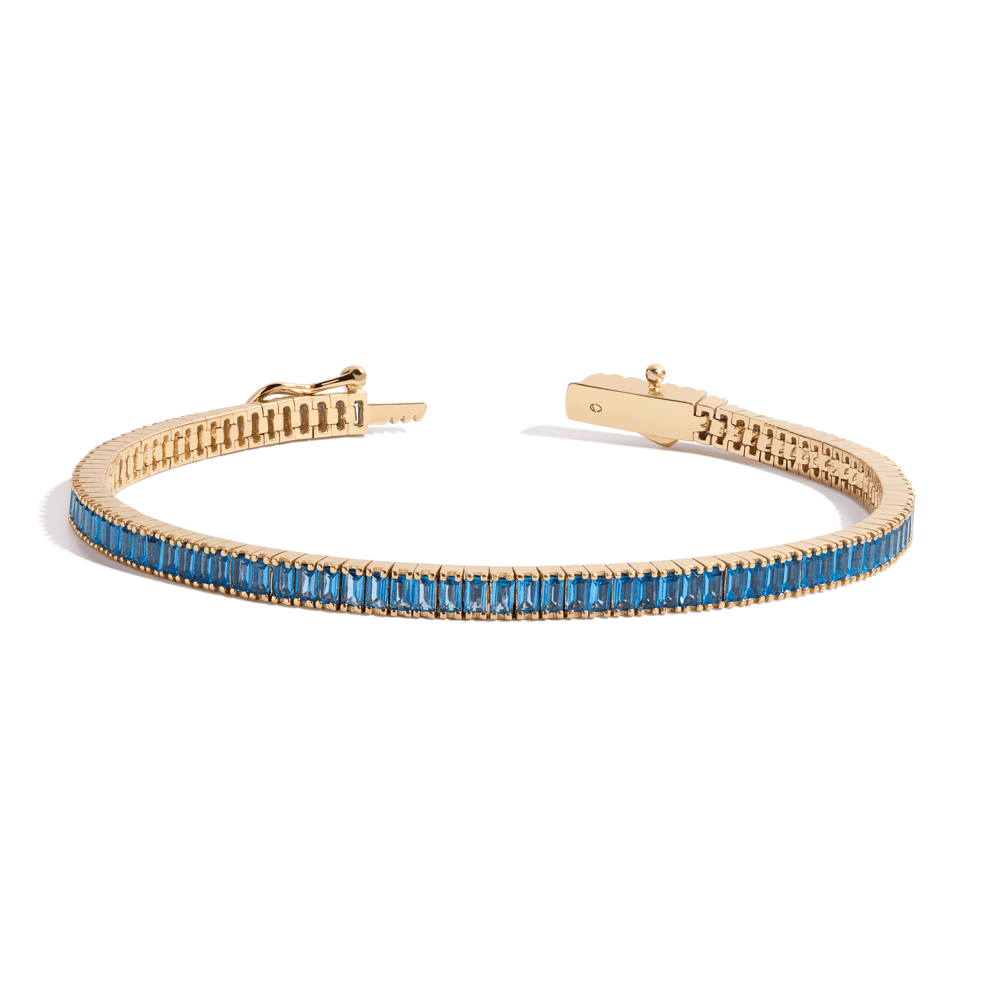 Lab Grown Blue Topaz Baguette Tennis Bracelet