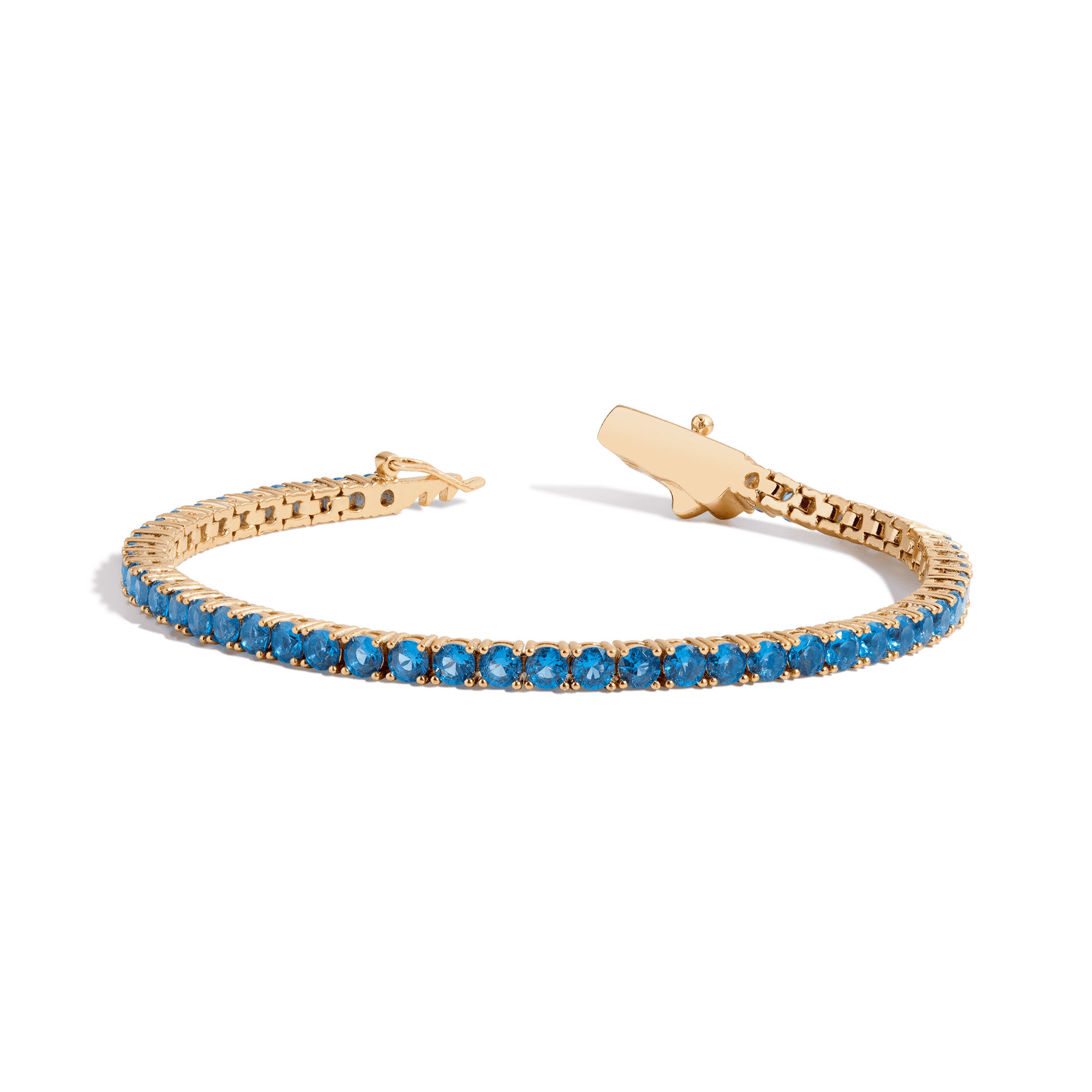 Lab Grown Blue Topaz Tennis Bracelet