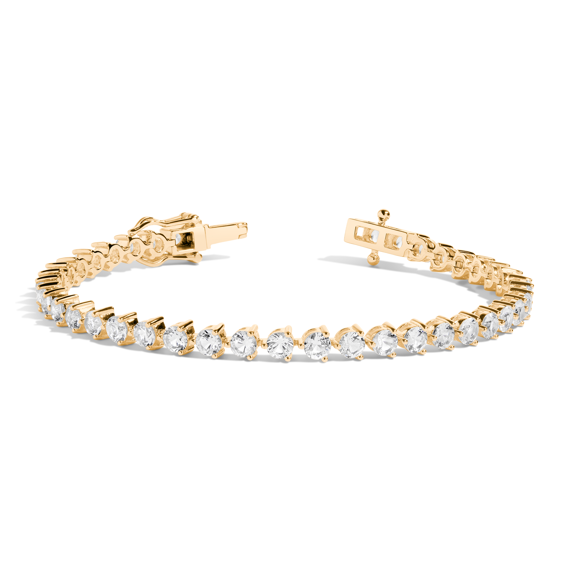 Lab Grown White Sapphire Three-Prong Tennis Bracelet