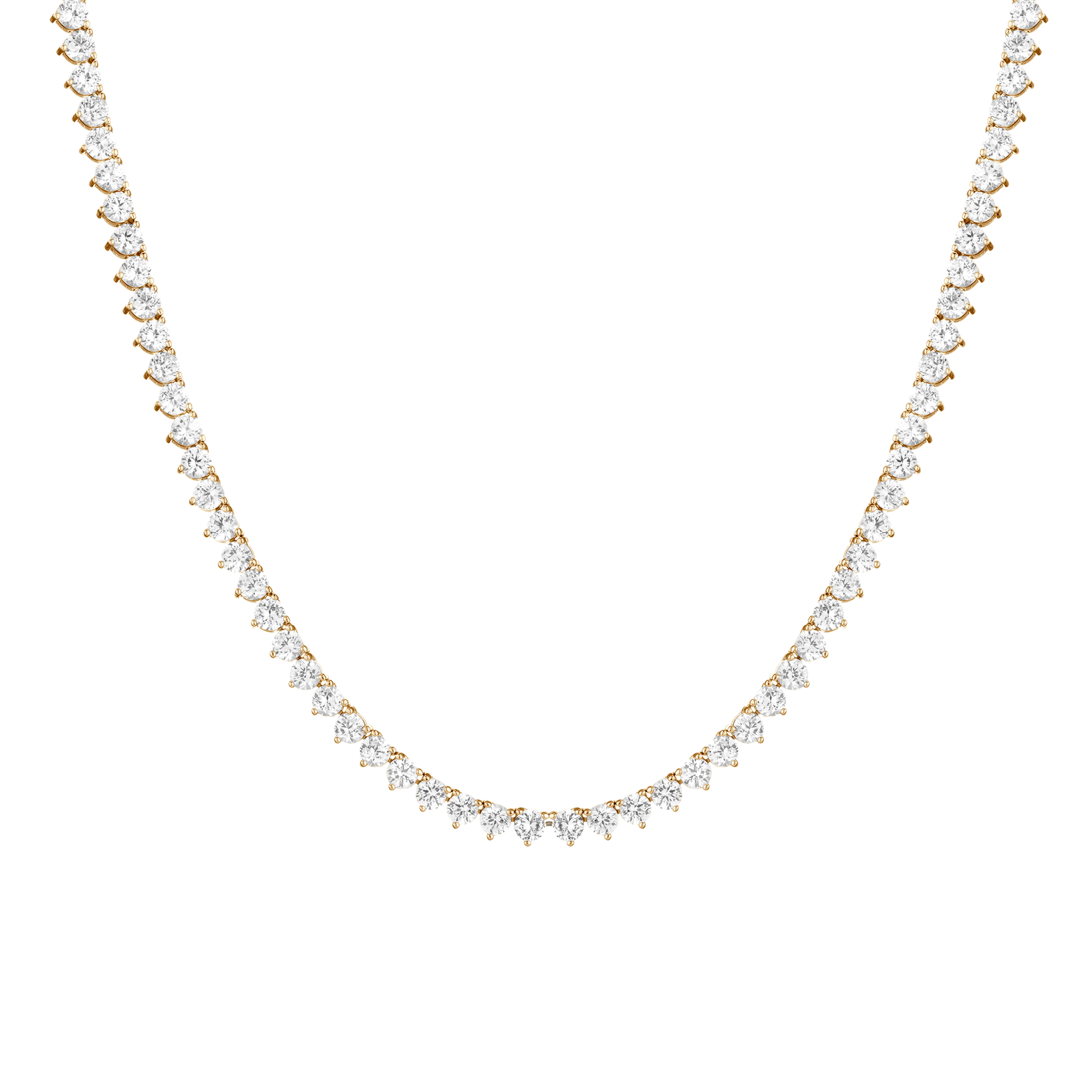 Lab Grown White Sapphire Three-Prong Tennis Necklace