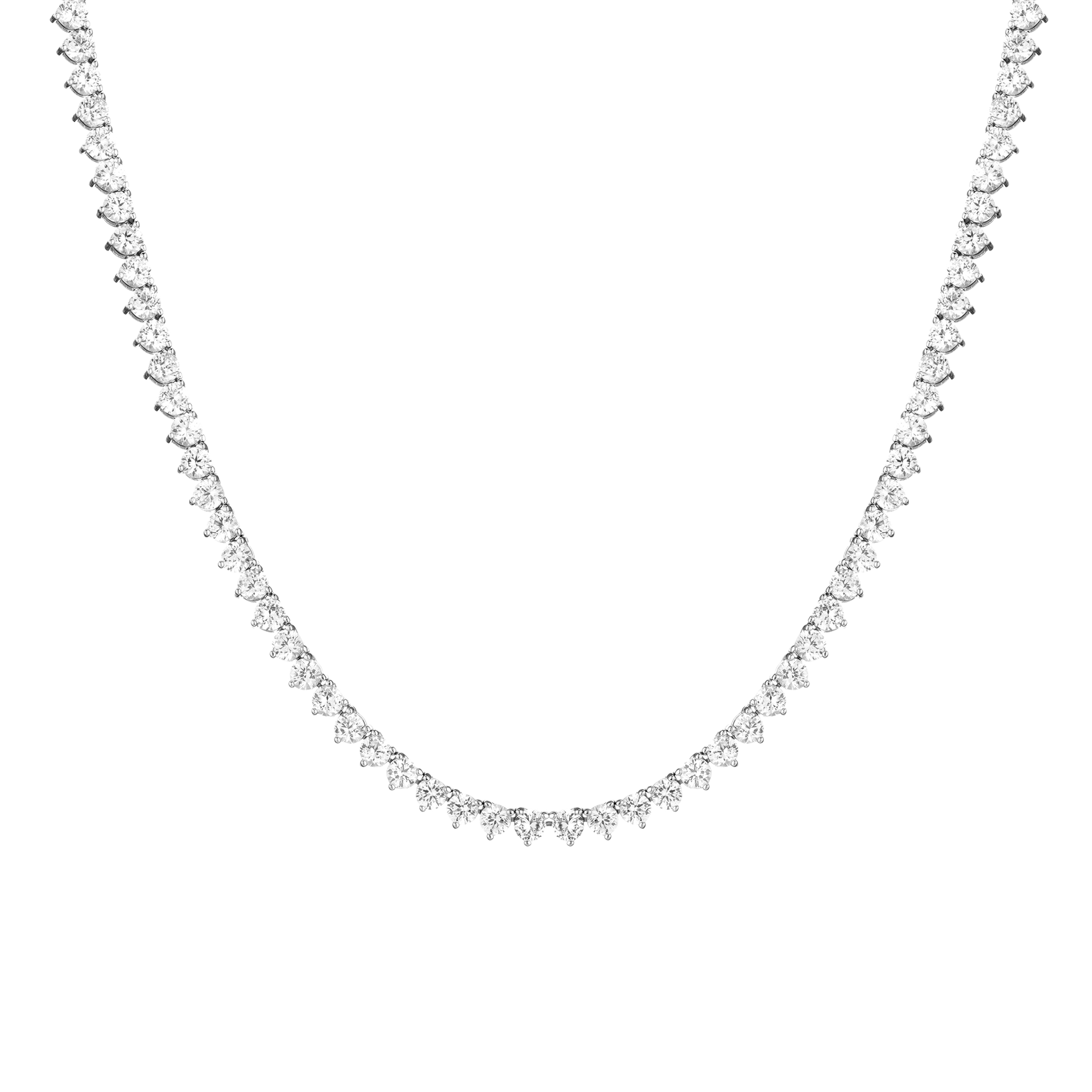 Lab Grown White Sapphire Three-Prong Tennis Necklace