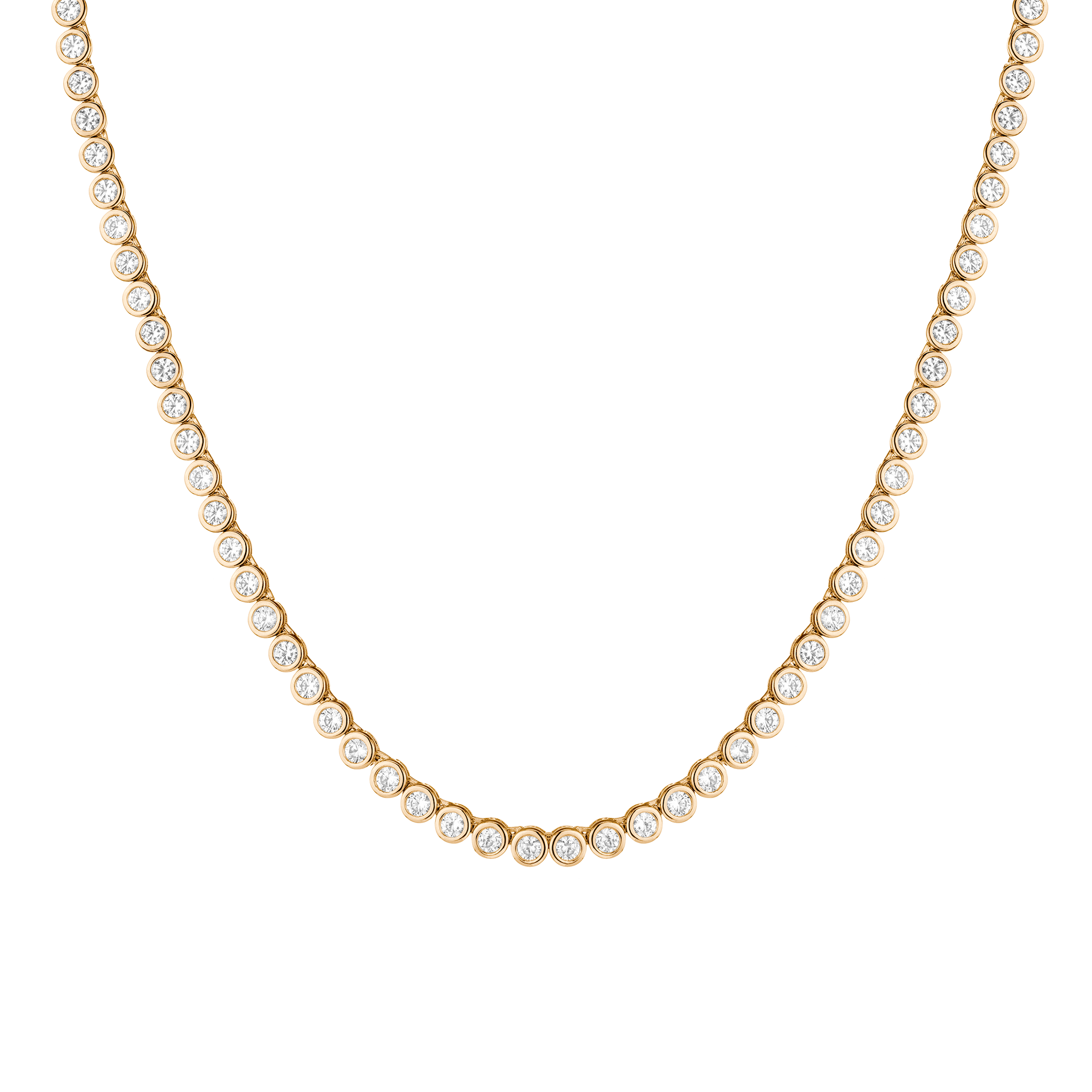 Lab Grown White Sapphire Bezel Tennis Necklace