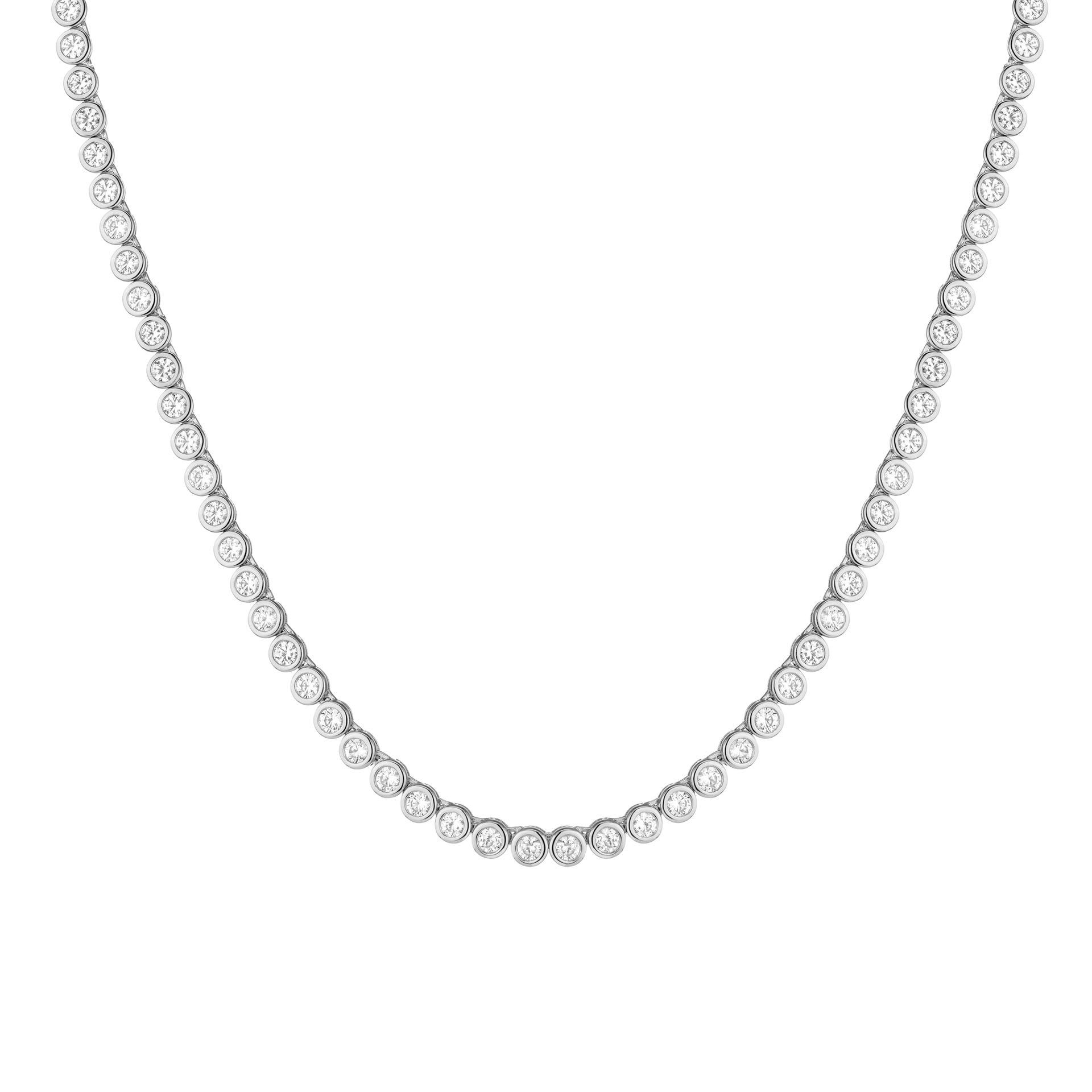 Lab Grown White Sapphire Bezel Tennis Necklace
