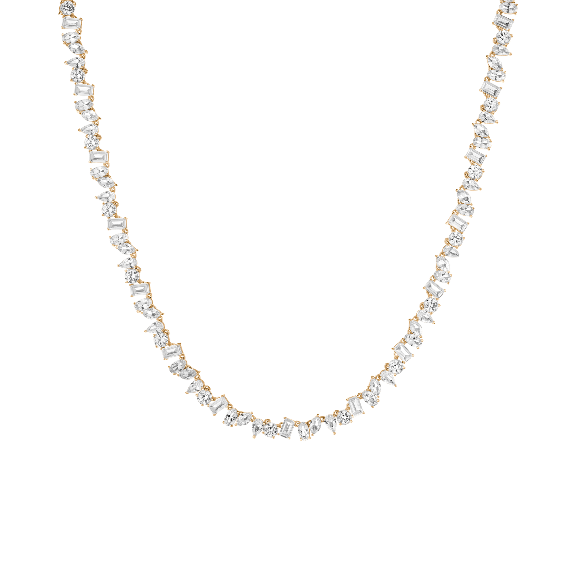 Lab Grown White Sapphire Mixed Shape Tennis Necklace