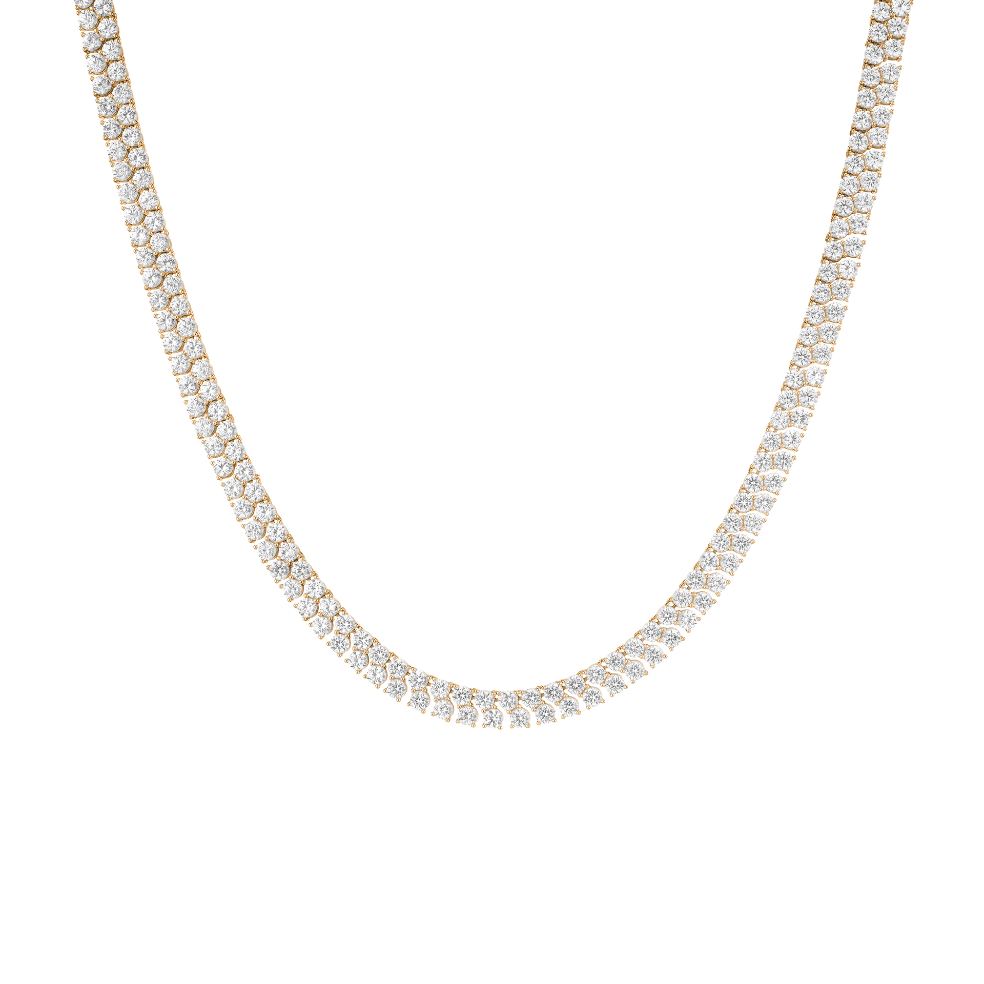 Lab Grown White Sapphire Double Row Tennis Necklace