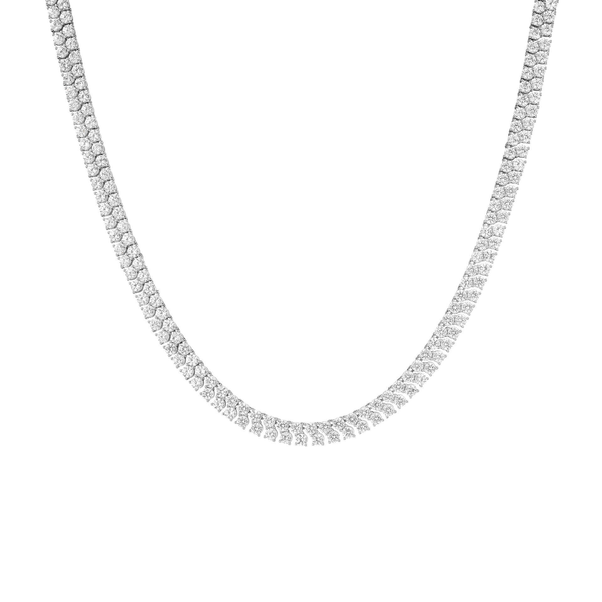 Lab Grown White Sapphire Double Row Tennis Necklace
