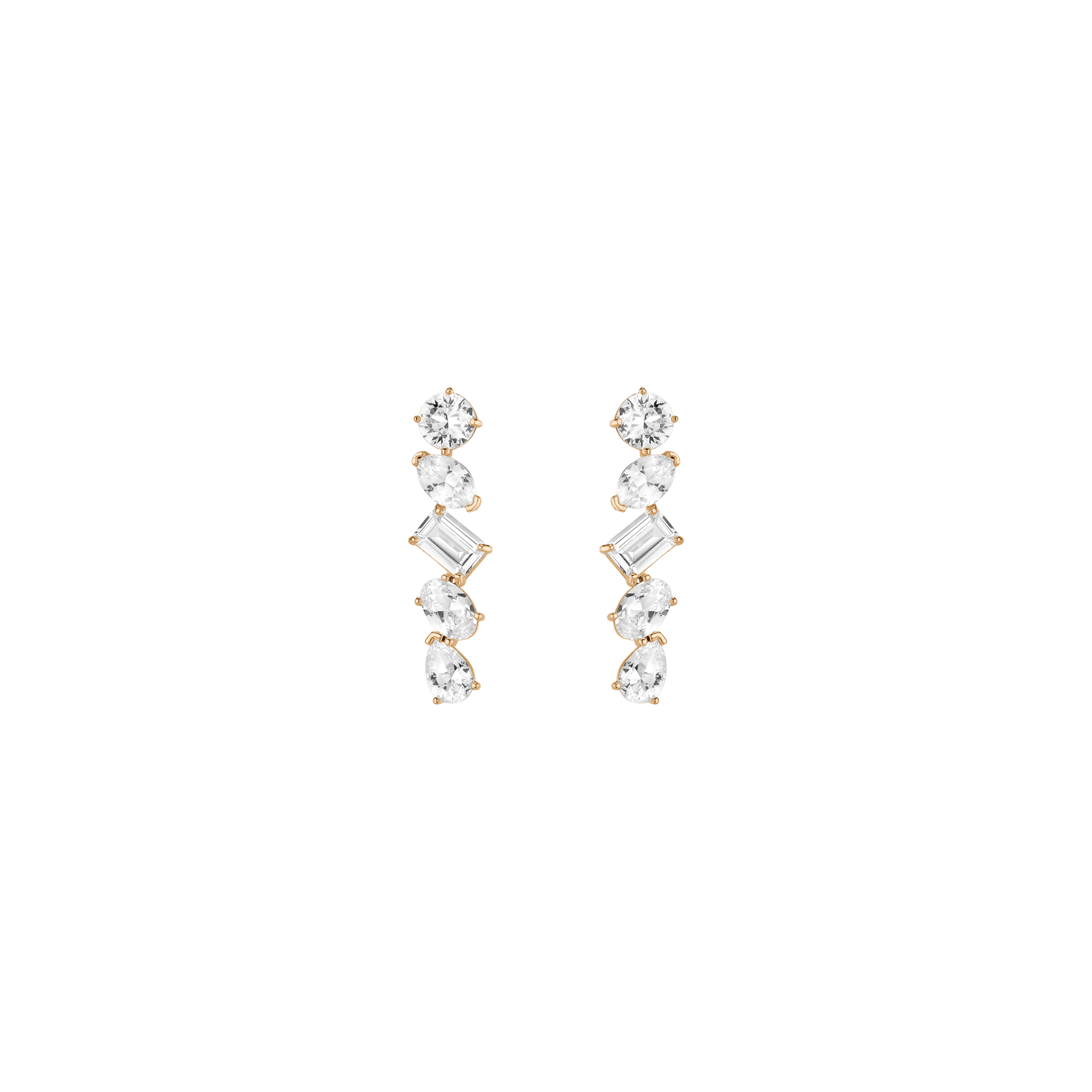 Lab Grown White Sapphire Mixed Shape Tennis Earrings