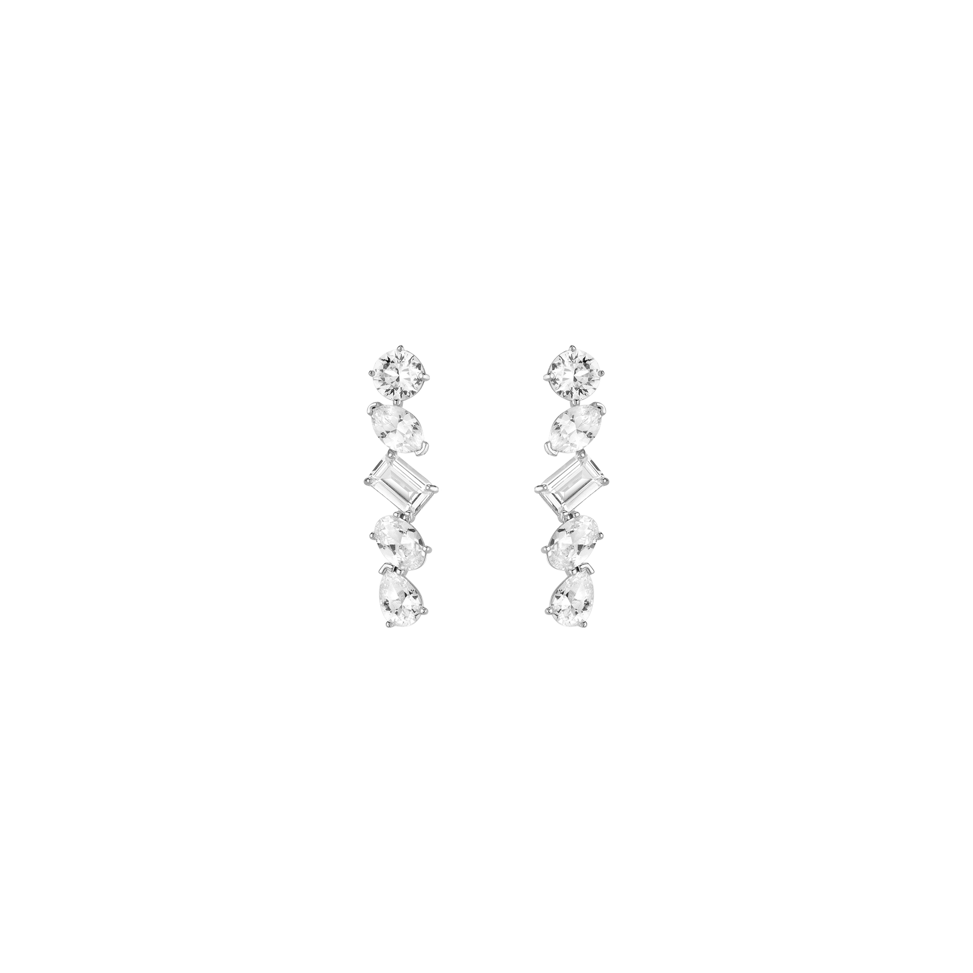 Lab Grown White Sapphire Mixed Shape Tennis Earrings
