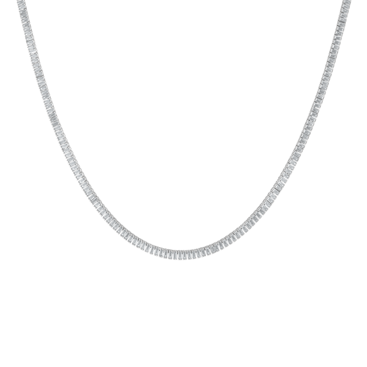 Lab Grown Blue Tourmaline Baguette Tennis Necklace