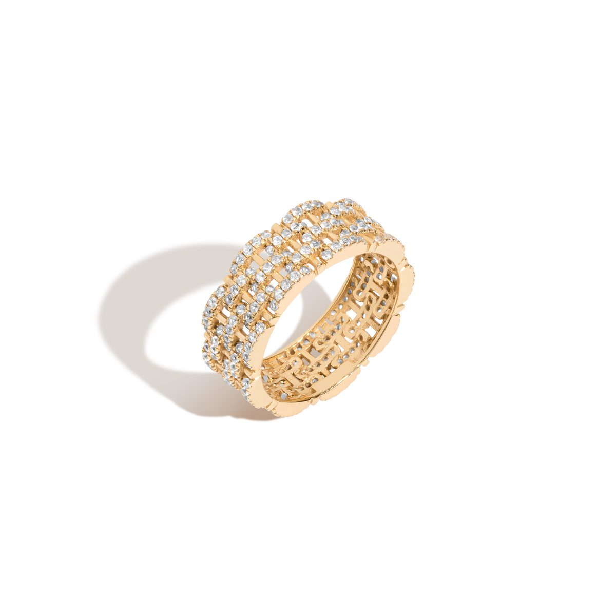 Mini Lab Grown White Sapphire Panther Chain Link Ring