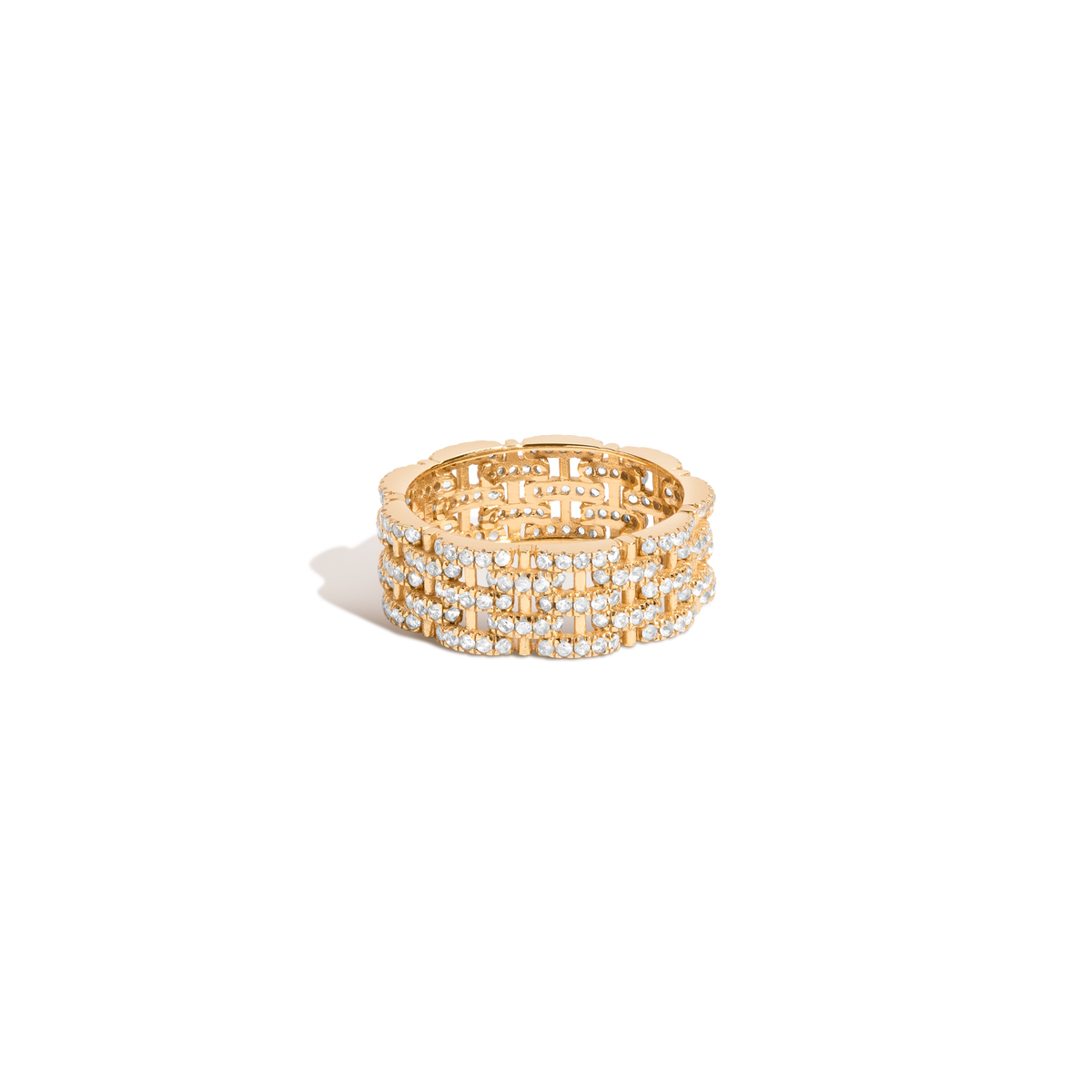 Mini Lab Grown White Sapphire Panther Chain Link Ring