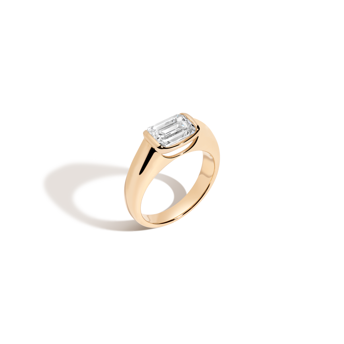2ct Emerald Lab Grown Diamond Floating Signet Ring
