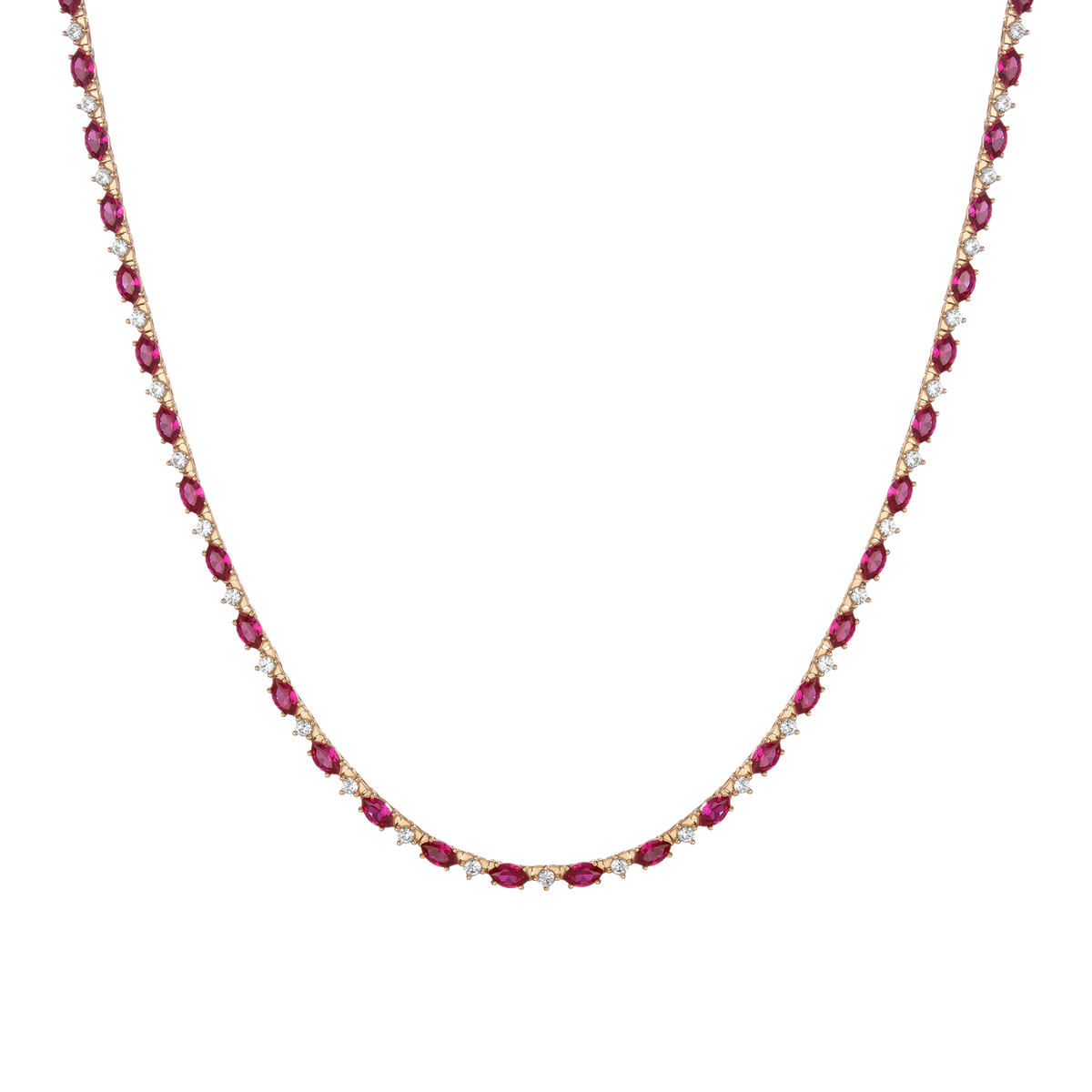 Aurate x Marilyn Monroe: Lab Grown Red Marquise Tennis Necklace