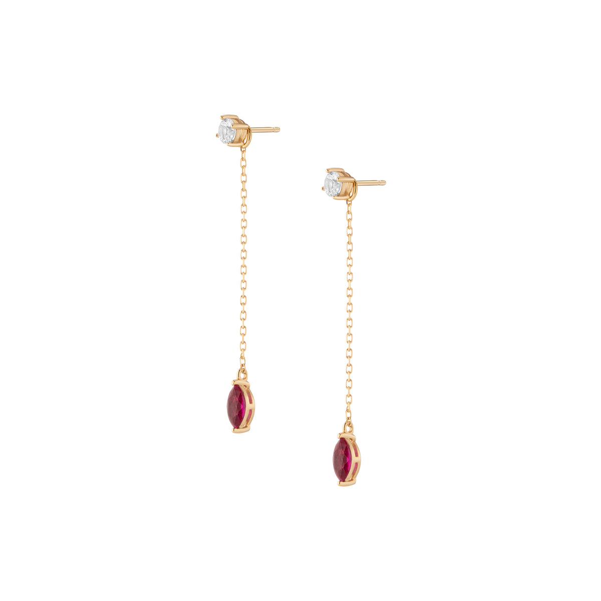 Aurate x Marilyn Monroe: Lab Grown Red Marquise Earring Threader