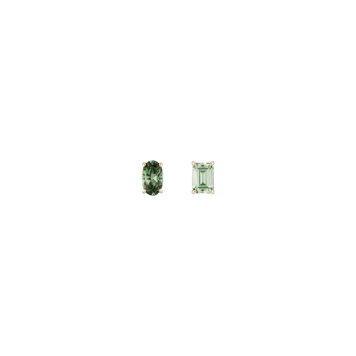 Lab Grown Green Prasiolite Mosaic Stud Earrings