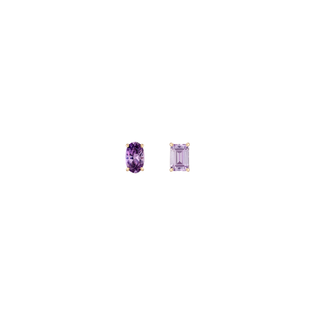 Lab Grown Purple Amethyst Mosaic Stud Earrings