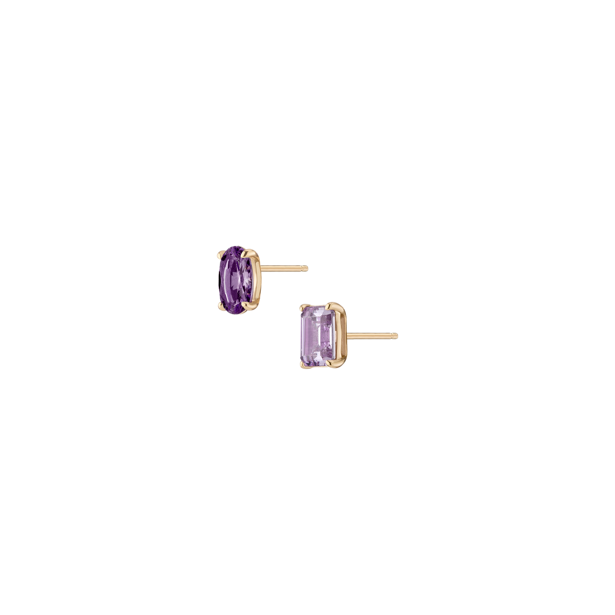 Lab Grown Purple Amethyst Mosaic Stud Earrings