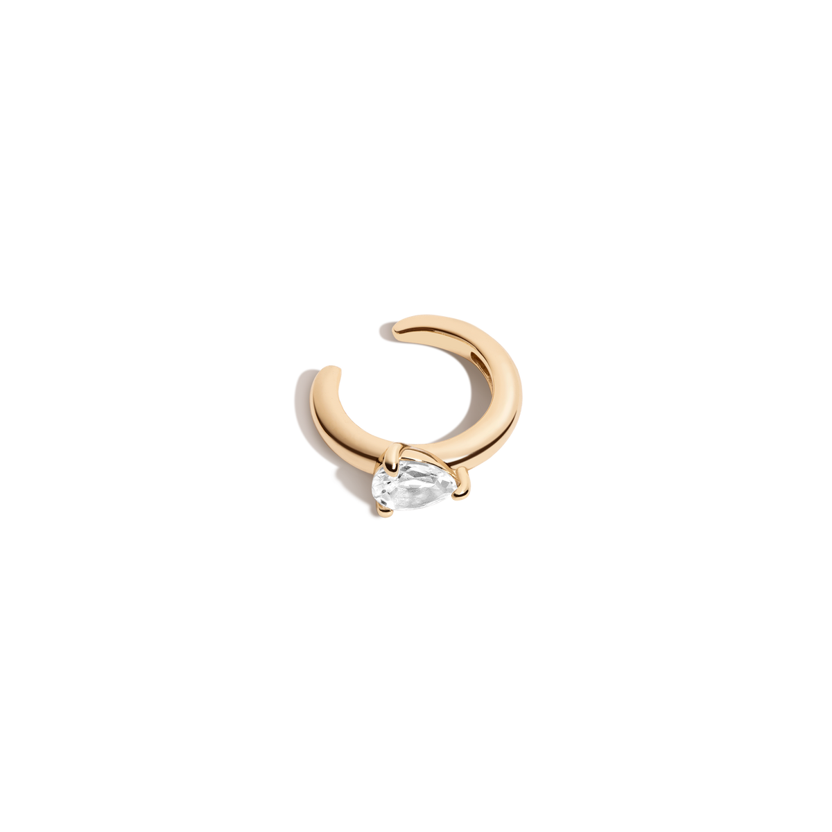 Pear Lab Grown White Sapphire Solitaire Ear Cuff