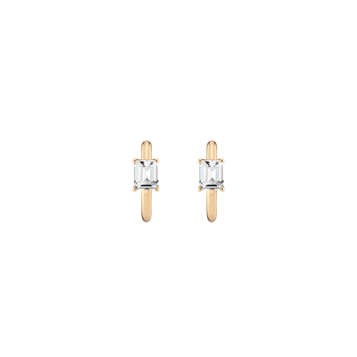 Emerald Lab Grown White Sapphire Solitaire Huggie Earrings