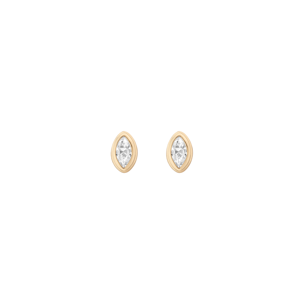 Double Bezel Marquise Lab Grown White Sapphire Stud Earrings