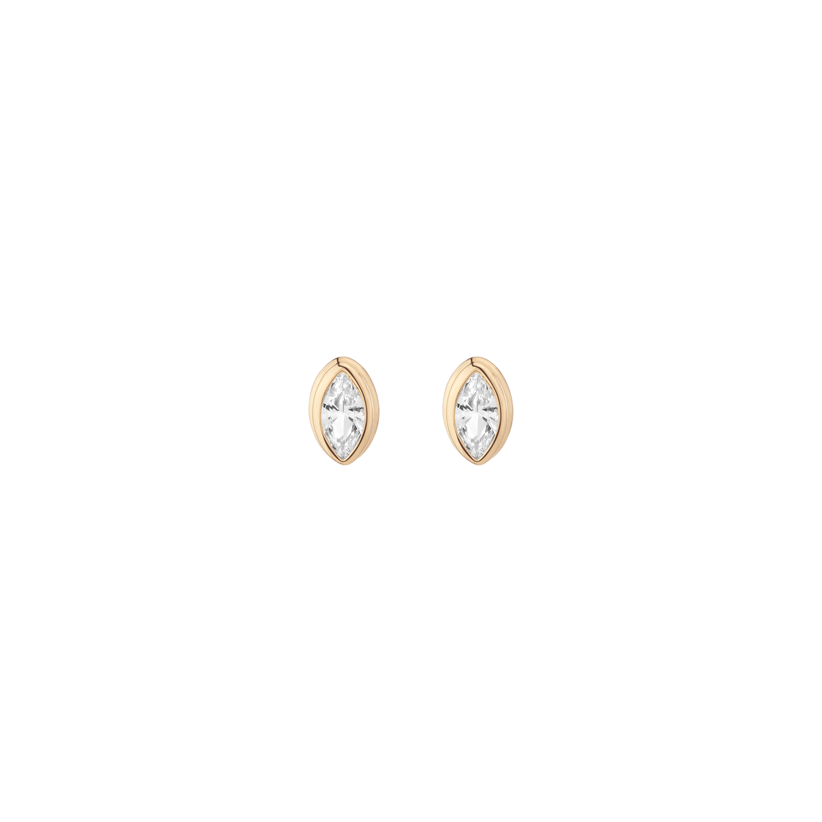 Double Bezel Marquise Lab Grown White Sapphire Huggie Earrings