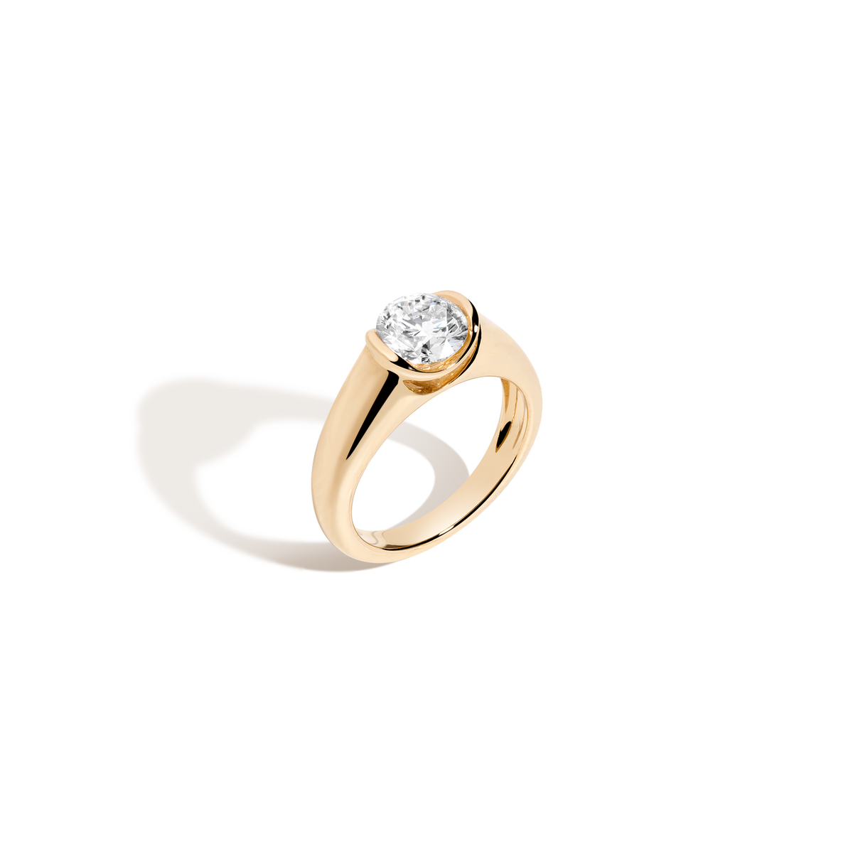 1ct Round Lab Grown Diamond Floating Signet Ring