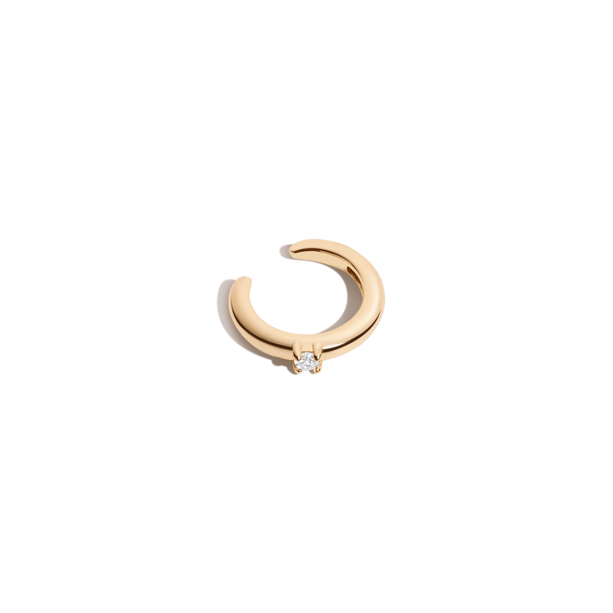Mini Round Lab Grown White Sapphire Solitaire Ear Cuff