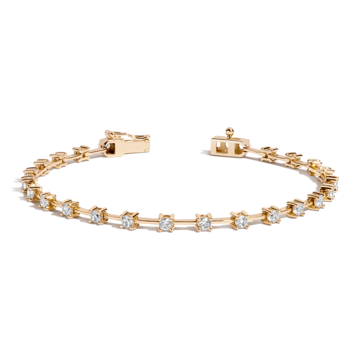 Lab Grown White Sapphire Bar Tennis Bracelet