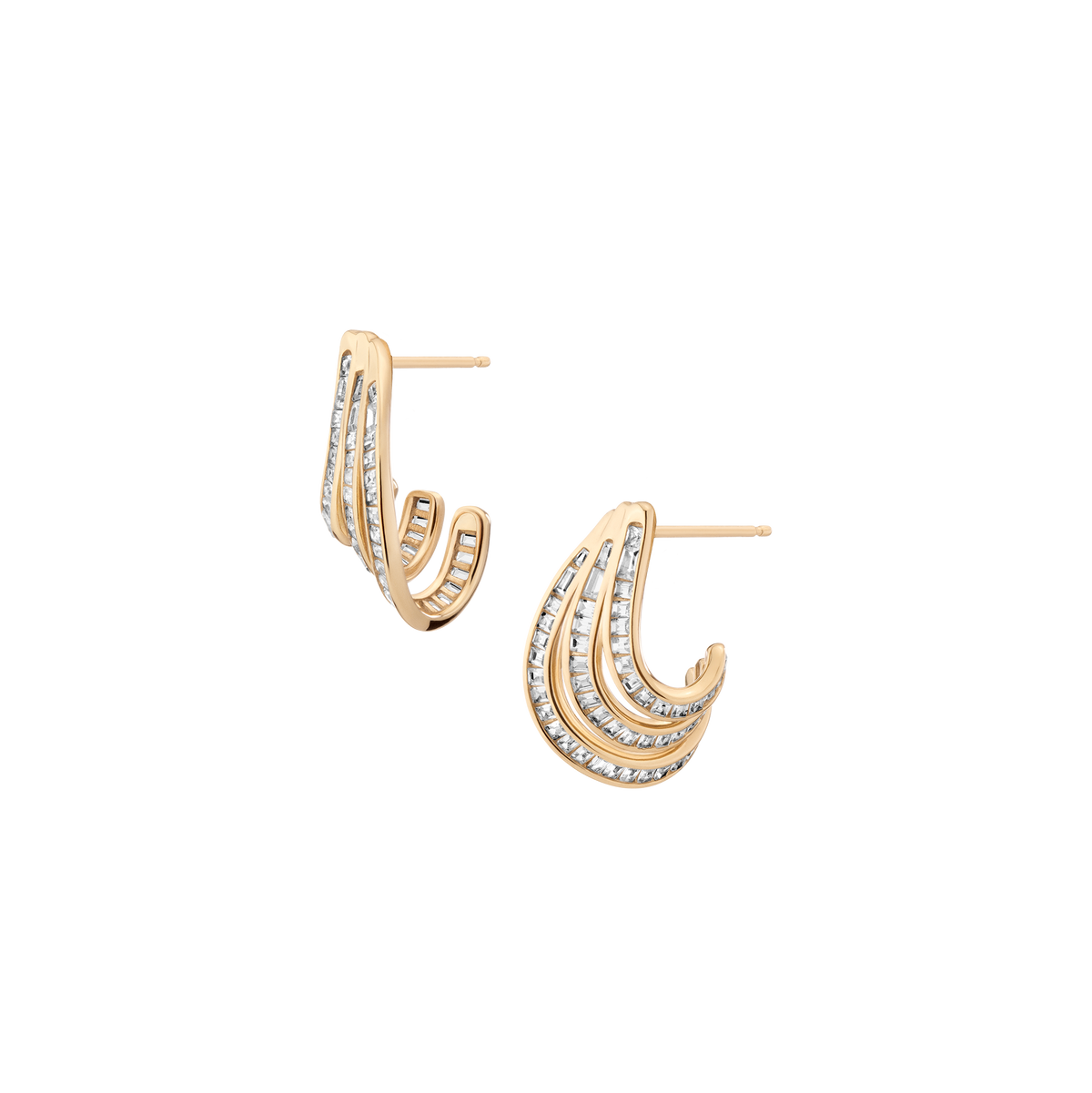Lab Grown White Sapphire Baguette Heirloom Earrings