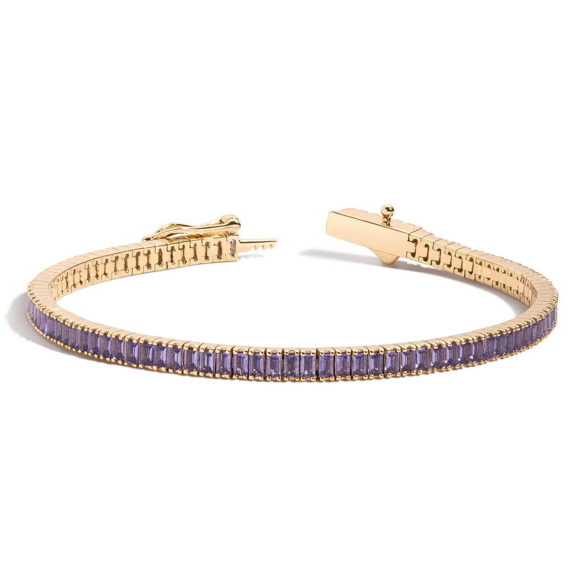 Lab Grown Amethyst Baguette Tennis Bracelet