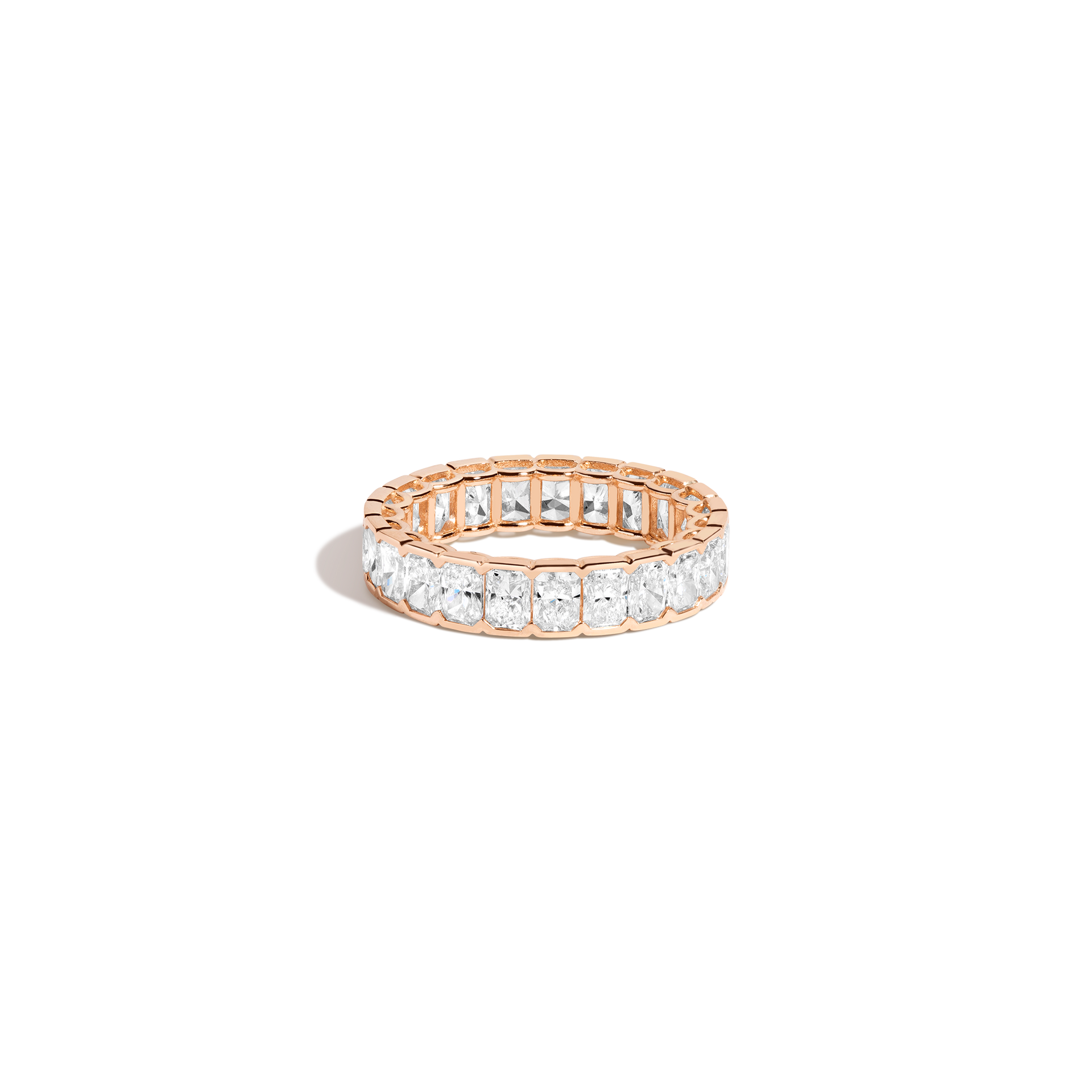 Radiant Lab Grown Diamond Semi-Bezel Eternity Ring