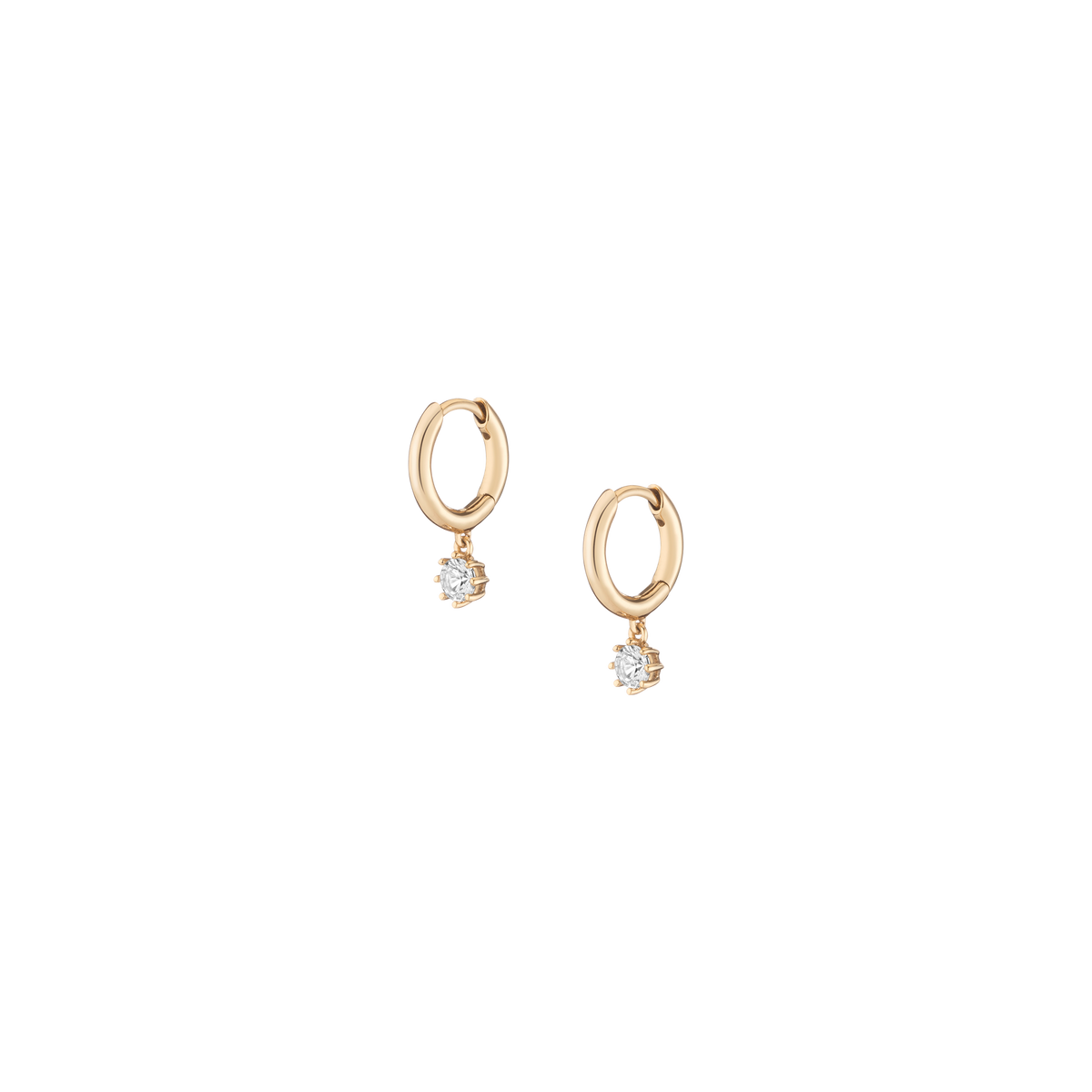 Lab Grown White Sapphire Drop Huggie Earrings