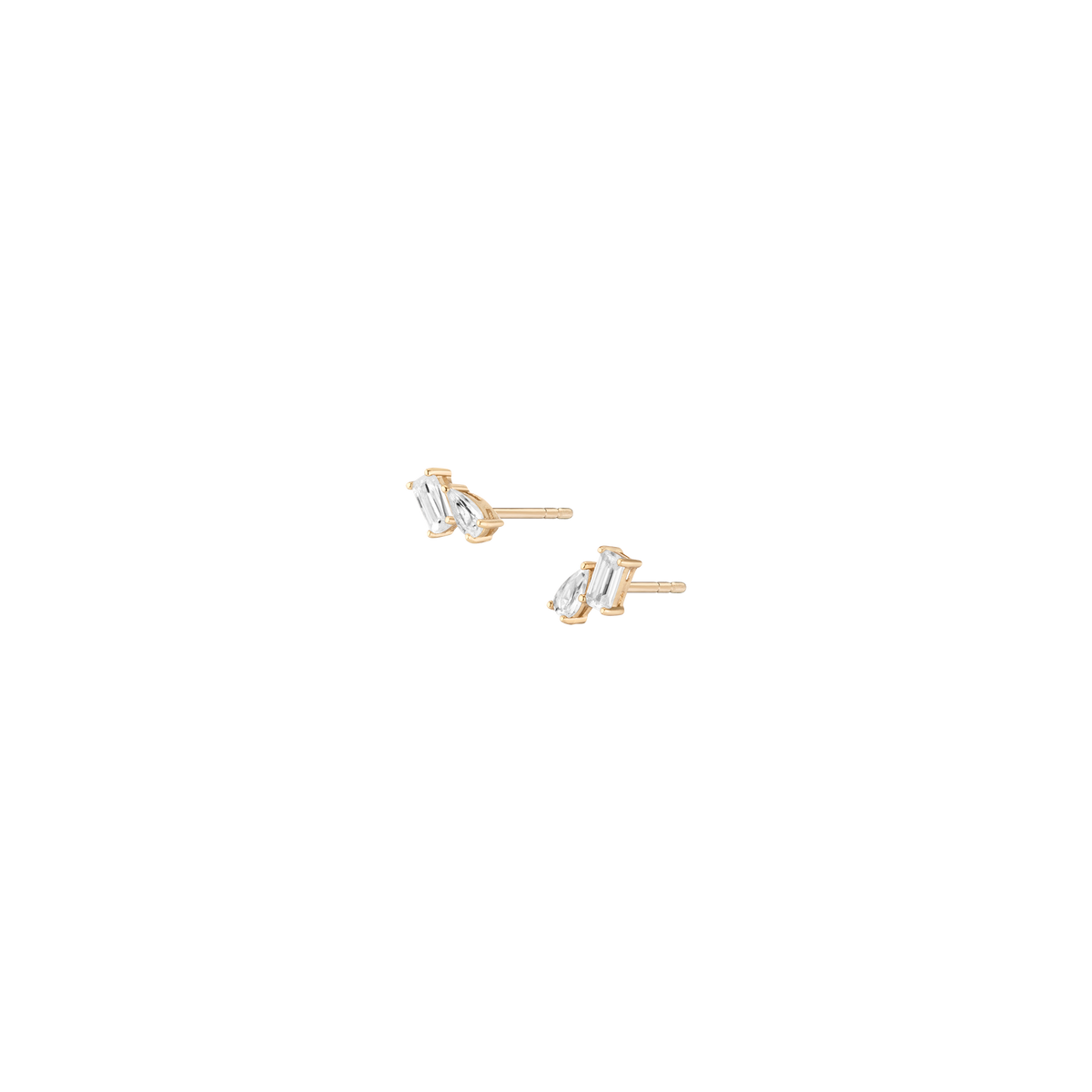 Lab Grown White Sapphire Toi et Moi Stud Earrings