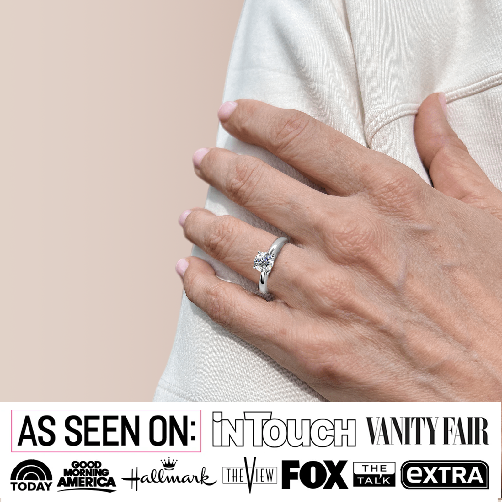 Moissanite by Cate & Chloe Abigail 1tcw Round Cut 925 Sterling Silver 18K White Gold Plated Engagement Ring