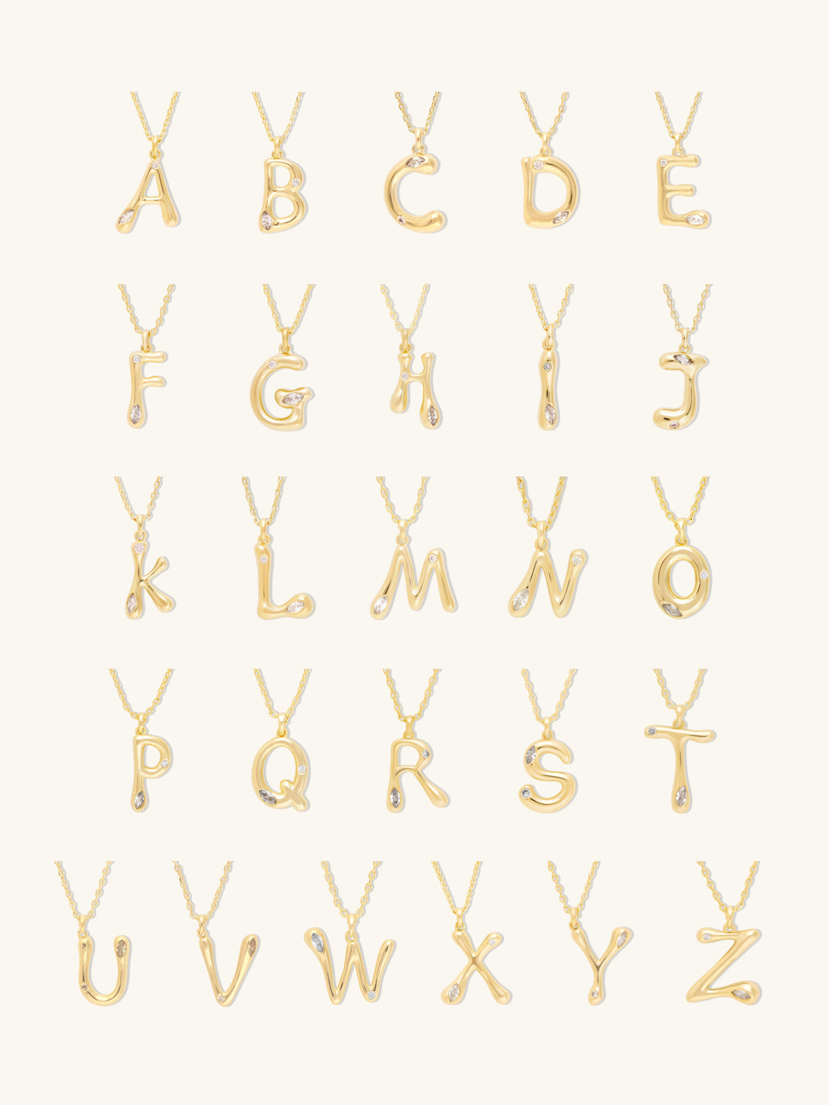 Alphabet Bubble Gold Necklace