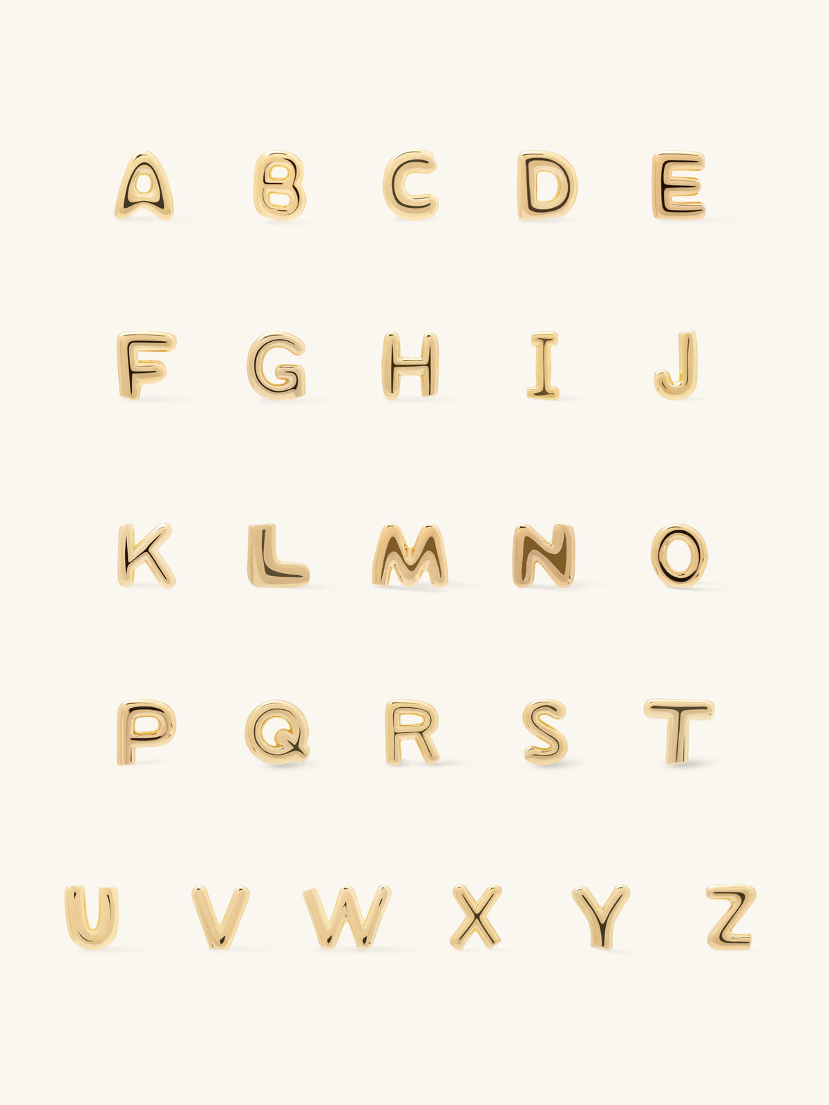 Alphabet Bubble Gold Stud Earrings
