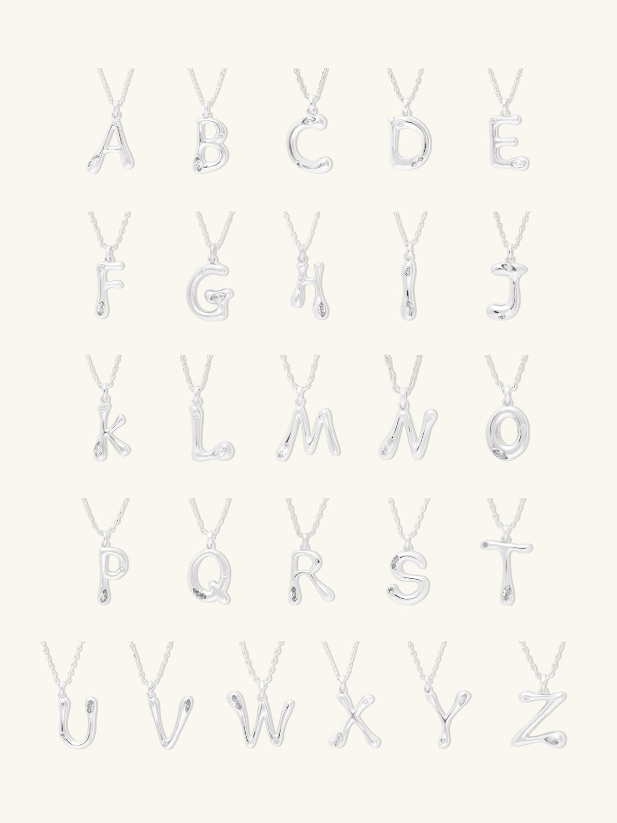 Alphabet Bubble Silver Necklace