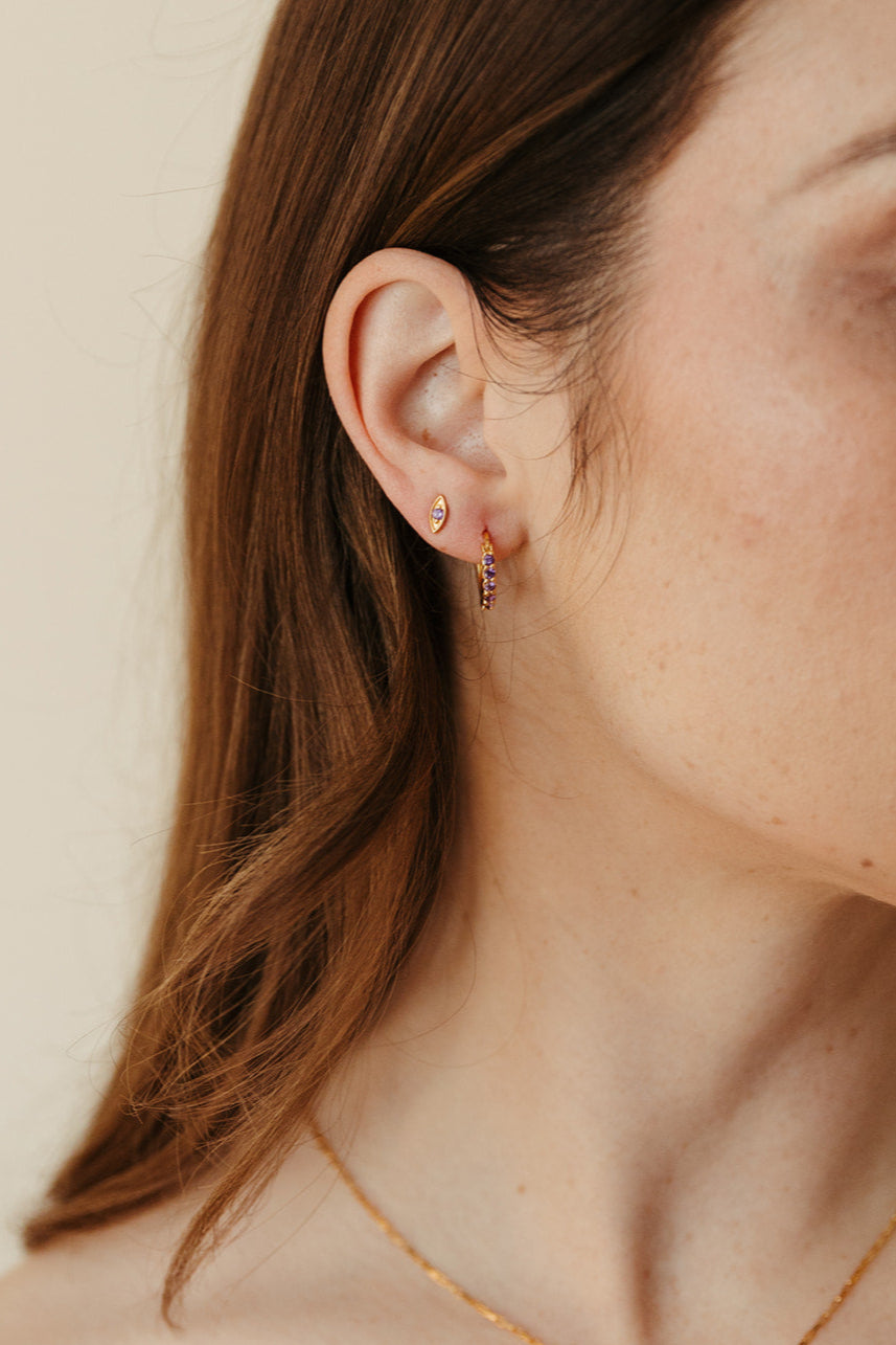 Evil Eye Stud Earrings - Amethyst