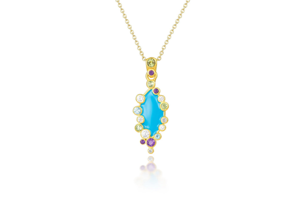 Aurora Blue Enamel Pendant