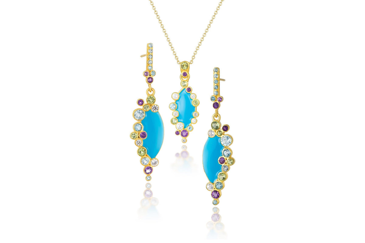 Aurora Blue Enamel Earrings
