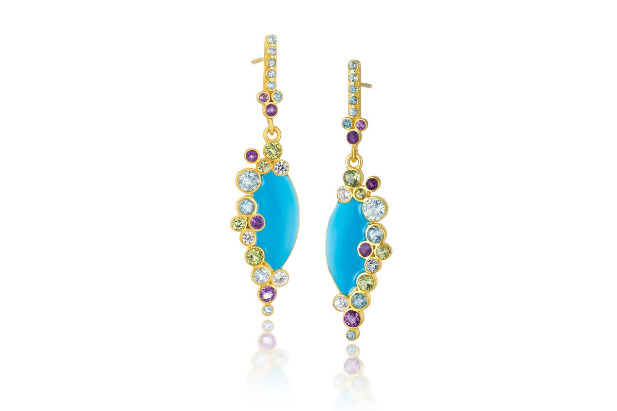 Aurora Blue Enamel Earrings