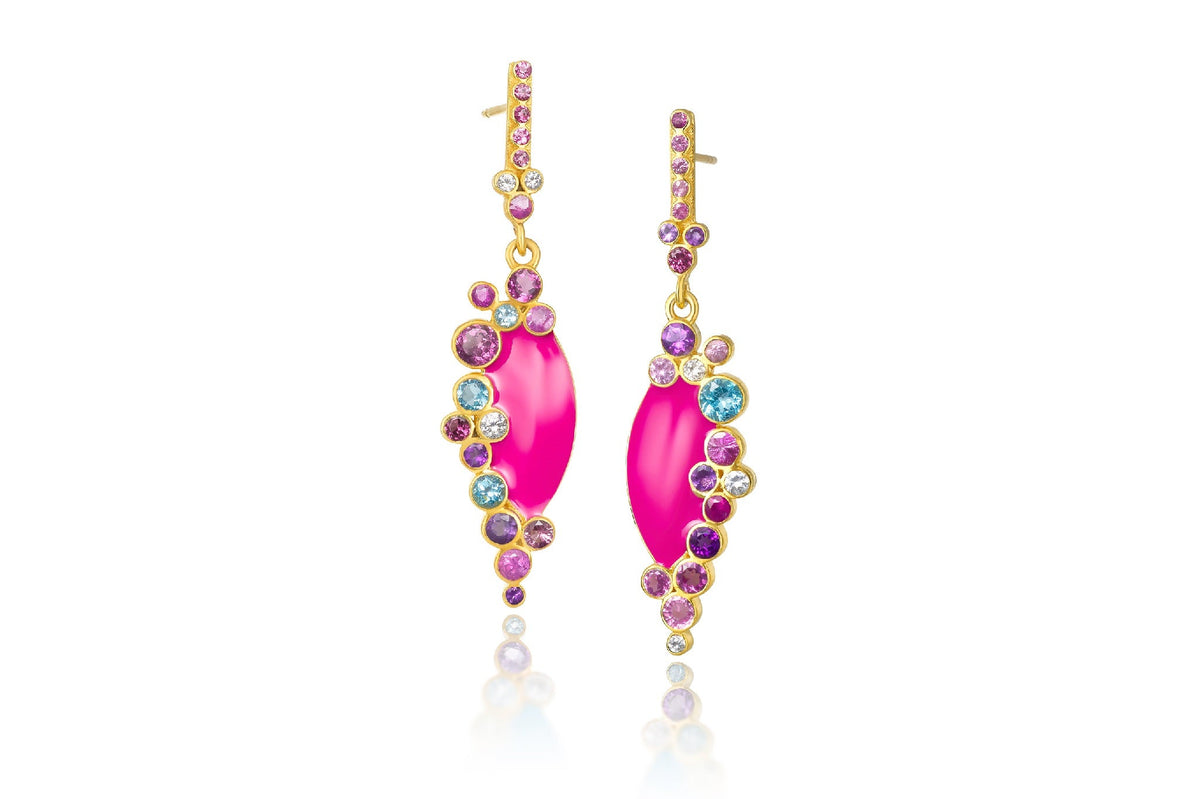 Aurora Magenta Enamel Earrings