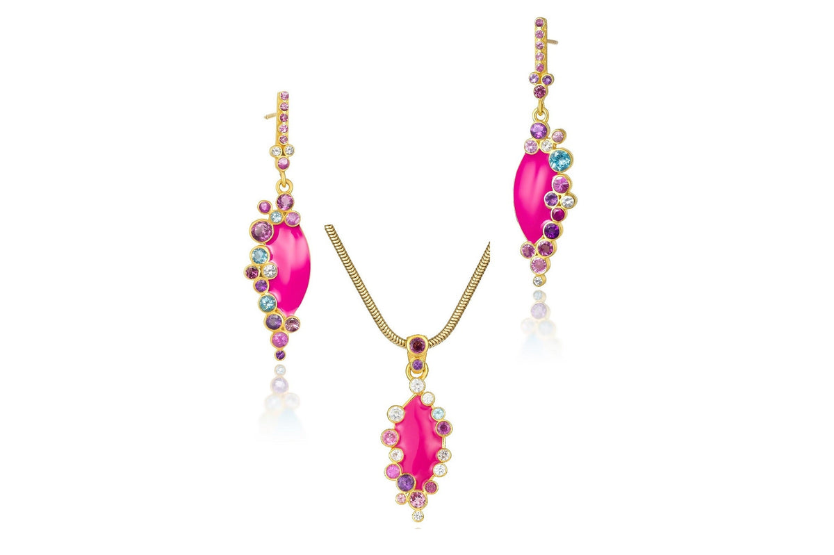Aurora Magenta Enamel Pendant