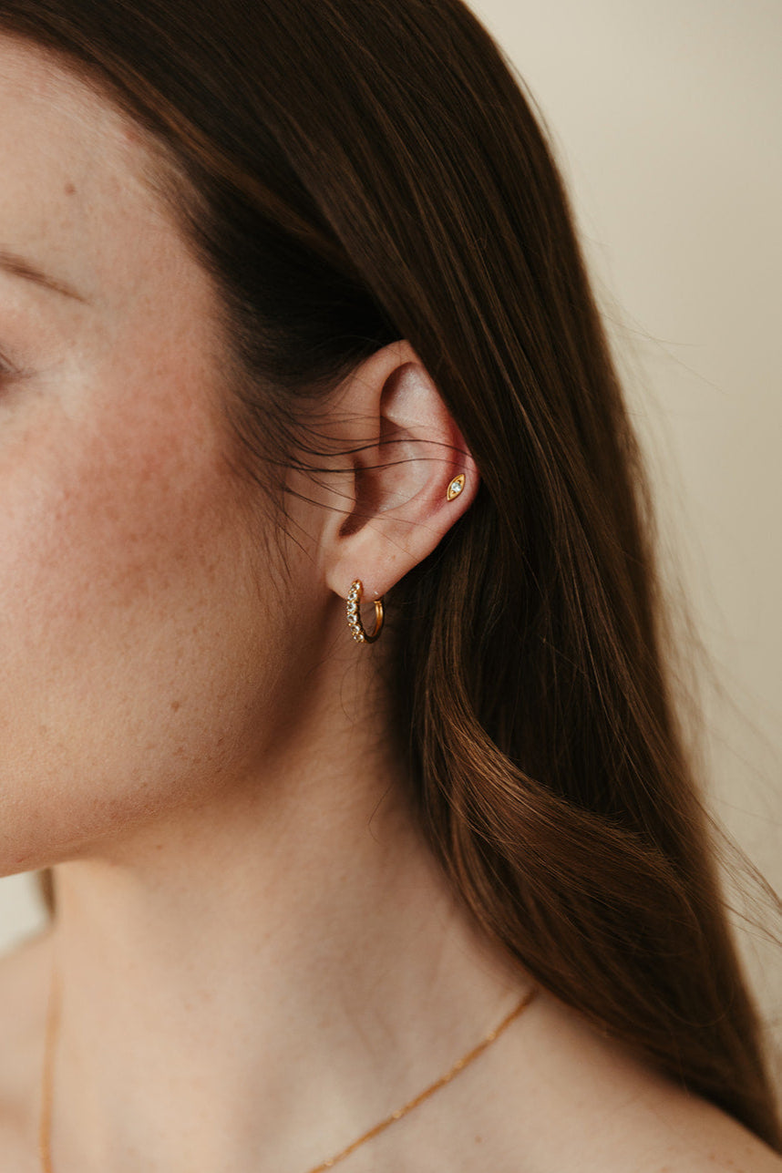 Evil Eye Stud Earrings - Aquamarine