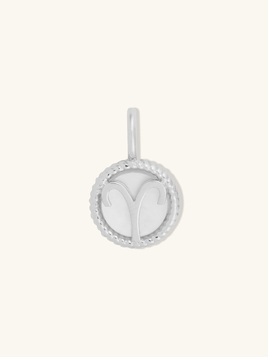 Aries Zodiac Mother of Pearl 925 Sterling Silver Pendant